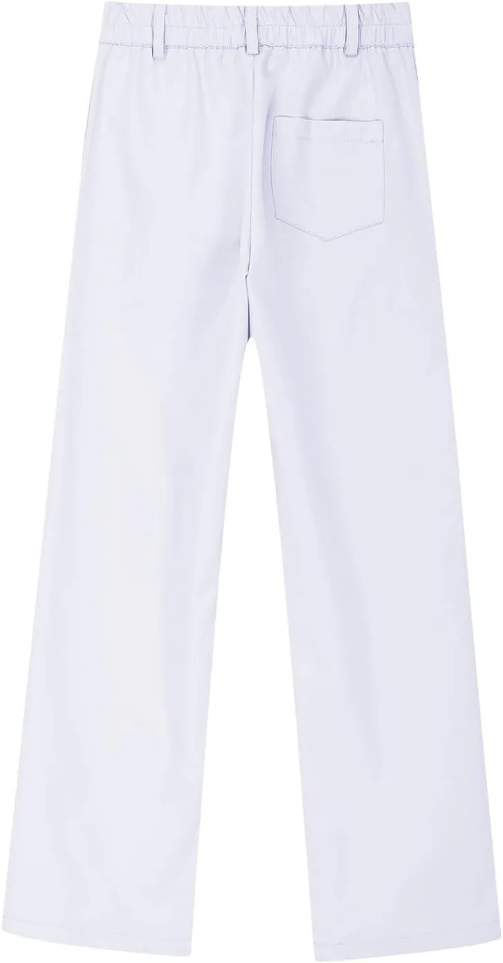 School Uniform Pants for Girls Elastic High Waisted Straight Leg Dress Pants Kids Casual Dressy Trousers with Pockets