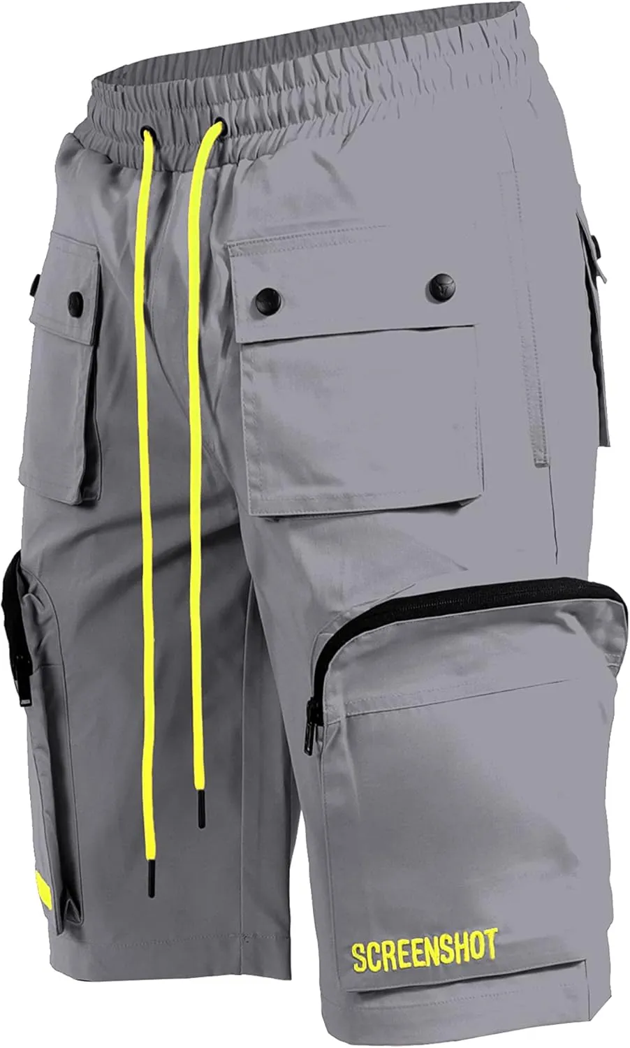 SCREENSHOT Mens Premium Multifunctional Utility Nylon Cargo Shorts - Crisp Shell Fabric 3D Pockets Hiking Tapered Bottoms