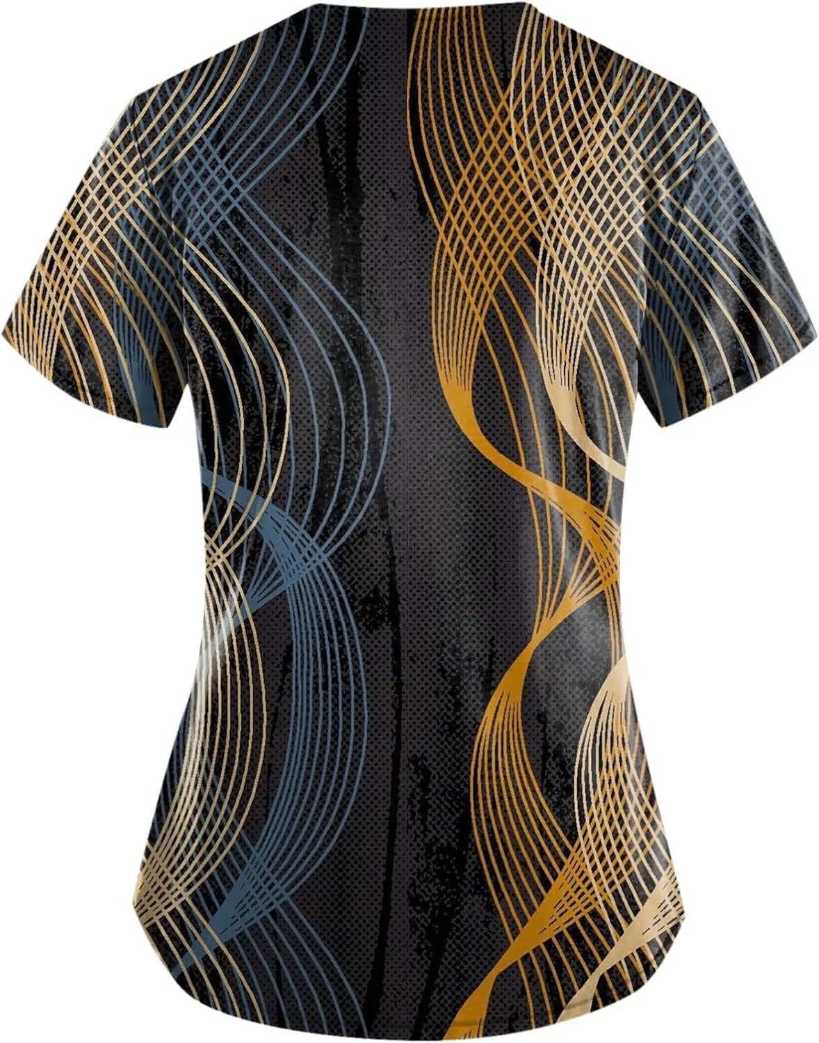 Scrubs for Women Hawaiian Printed V Neck Working T-Shirts Short Sleeve Blouses Easy Care Scrubs Tops with Pocket