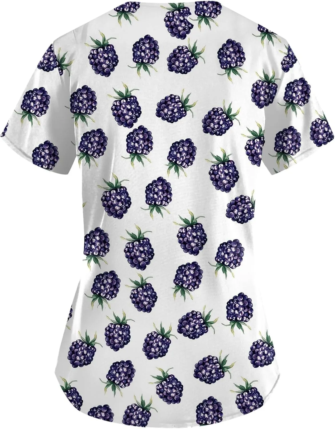 Scrubs for Women Short Sleeve Printing Working T-Shirts V Neck Blouses Classic Fit Scrubs Tops with Pockets