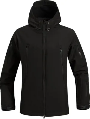 SevenBoy Men's Tactical Military Hooded Jacket, Waterproof Softshell,Hunting Multiple Pockets