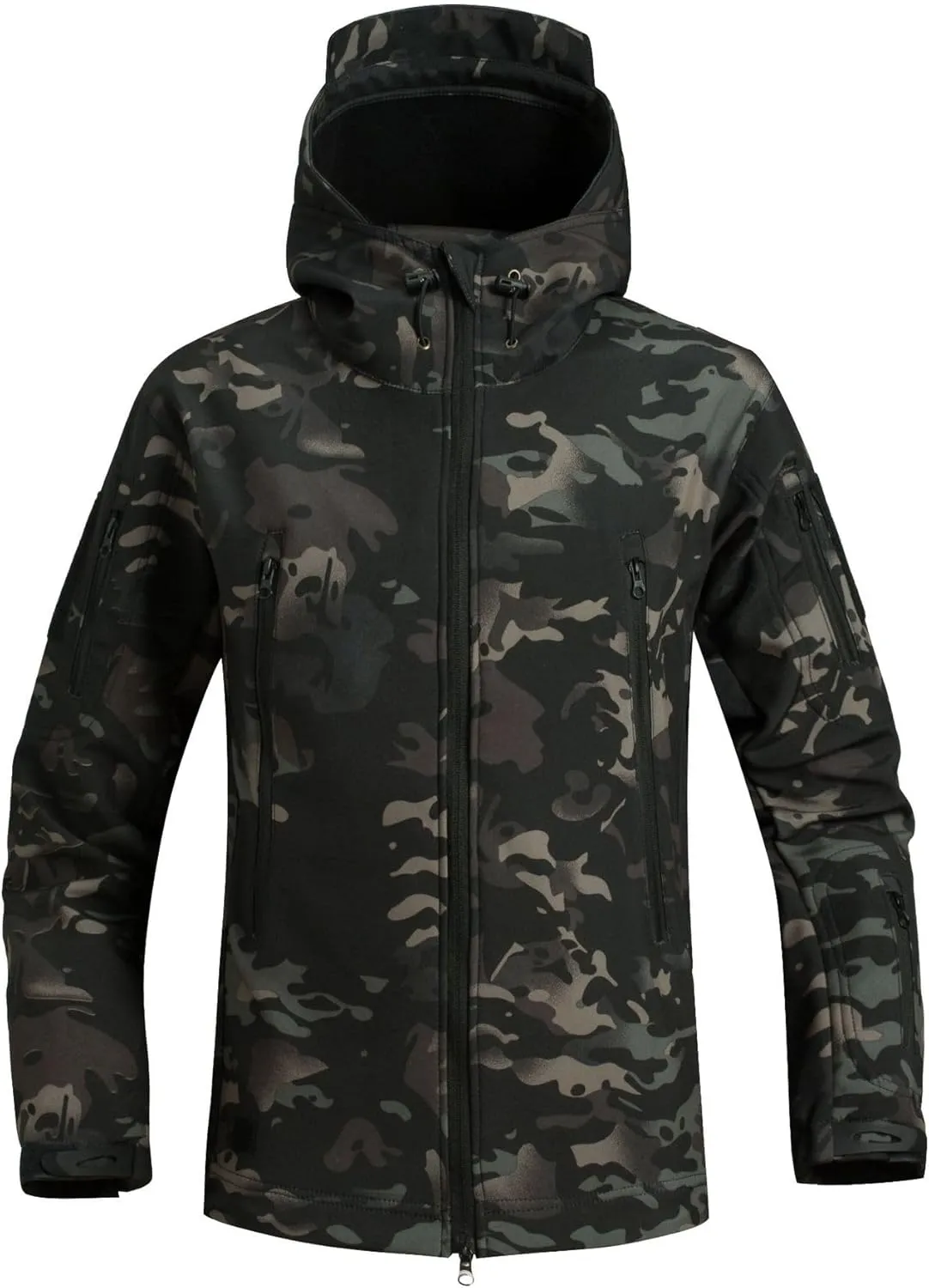 SevenBoy Men's Tactical Military Hooded Jacket, Waterproof Softshell,Hunting Multiple Pockets