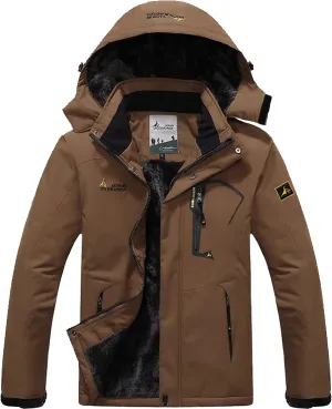 SMIDOW Men's Waterproof Ski Jacket Windproof Mountain Sport Jackets Warm Winter Snow Coat Hooded Windbreaker Raincoat