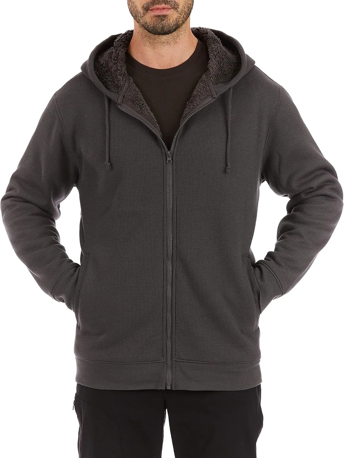 Smith's Workwear Men's Sherpa-Bonded Thermal Knit Hooded Jacket