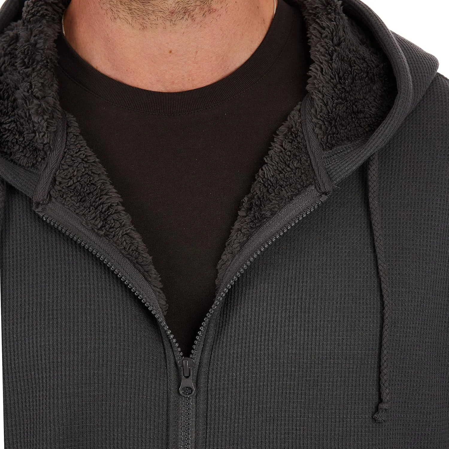 Smith's Workwear Men's Sherpa-Bonded Thermal Knit Hooded Jacket