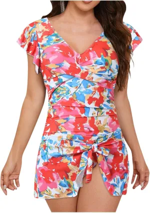 Split Bikini Women Gather Sexy Sling Backless Solid Split Swimsuit Men's Swim Shorts