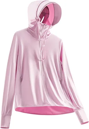 Sun Protection Hoodie Jacket for Women Long Sleeve Lightweight Full Zip Outdoor Riding Clothing Cooling Summer Shirt