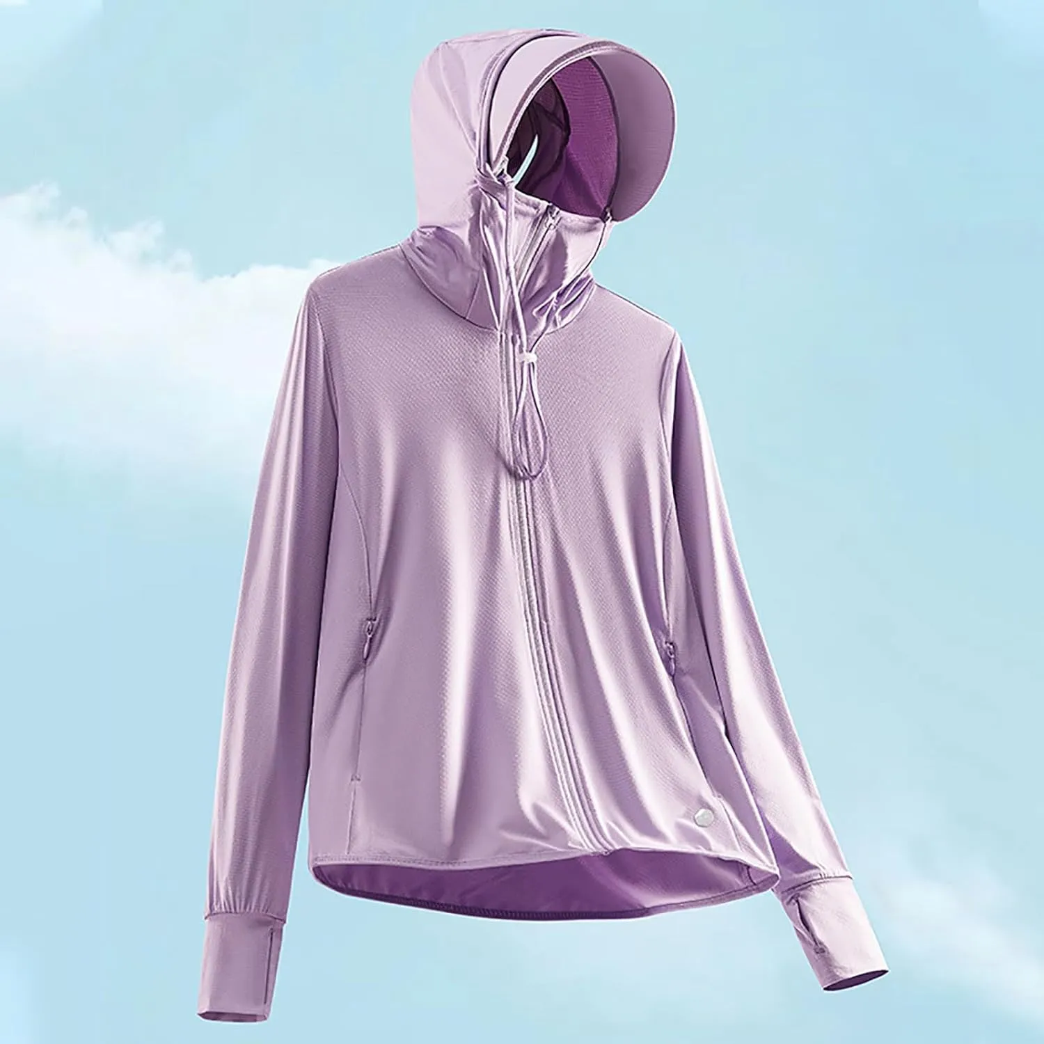Sun Protection Hoodie Jacket for Women Long Sleeve Lightweight Full Zip Outdoor Riding Clothing Cooling Summer Shirt