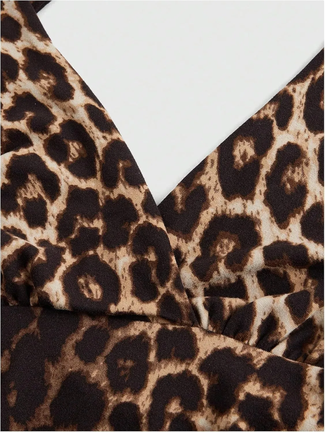 SweatyRocks Women's Plus Size Leopard Print Ruched Halter Bodycon Mini Dresses Clubwear