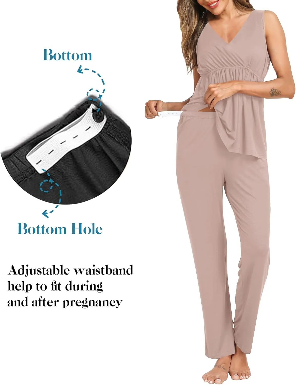 SWOMOG Maternity Nursing Robe Set 3 Piece Postpartum Breastfeeding Pajamas 3 in 1 Hospital Labor Delivery Pregnancy Pjs