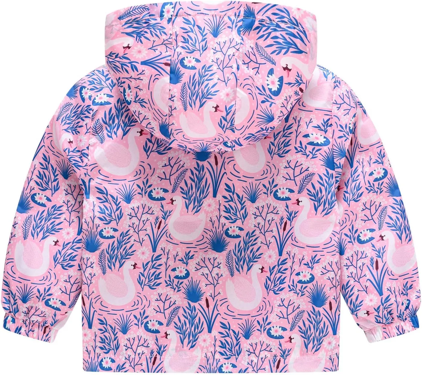 Toddler Boys Girls Floral Print Zip Jacket Hooded Trench Lightweight Kids Rain Coats Windbreaker Casual Outerwear