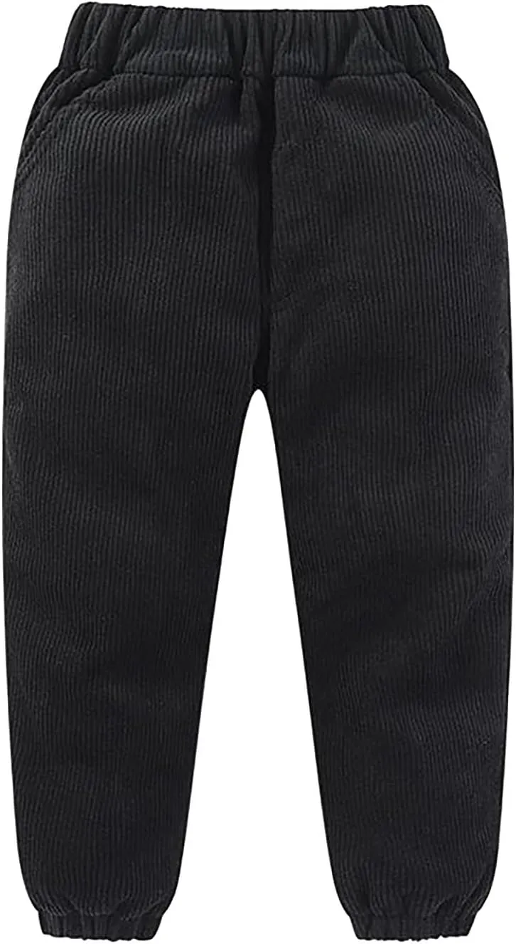 Toddler Boys Girls Kids Corduroy Sweatpants Elastic Waist Jogger Pants Unisex Solid Fall Winter Active Pants Bottoms