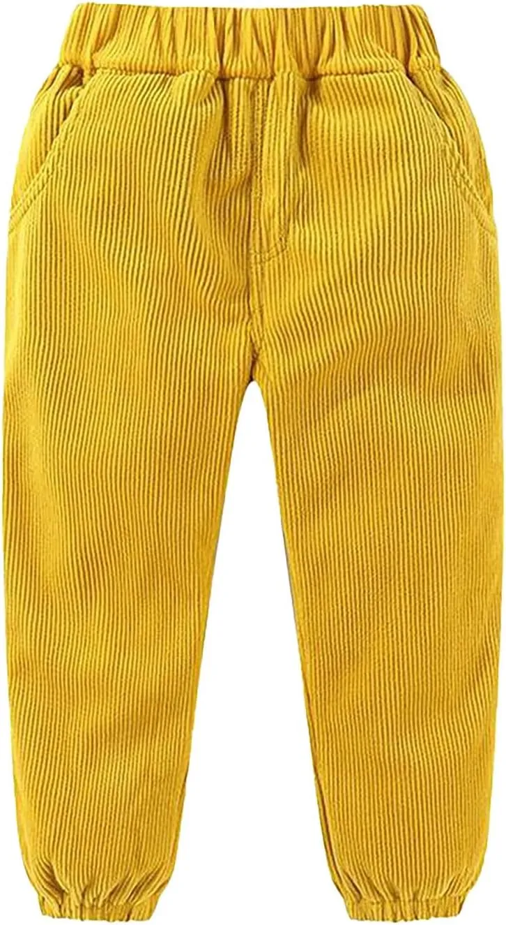 Toddler Boys Girls Kids Corduroy Sweatpants Elastic Waist Jogger Pants Unisex Solid Fall Winter Active Pants Bottoms