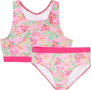 Tommy Bahama Girls 2-Piece Swimsuit Set, Racerback Top and Bikini Bottoms, Quick-Drying Tropical Print Swimwear for Kids