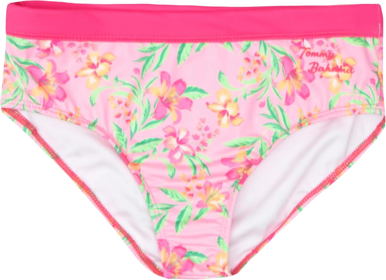 Tommy Bahama Girls 2-Piece Swimsuit Set, Racerback Top and Bikini Bottoms, Quick-Drying Tropical Print Swimwear for Kids
