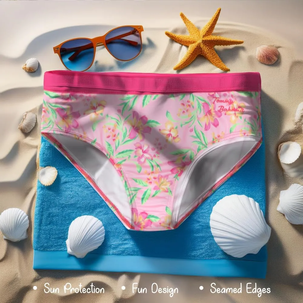 Tommy Bahama Girls 2-Piece Swimsuit Set, Racerback Top and Bikini Bottoms, Quick-Drying Tropical Print Swimwear for Kids