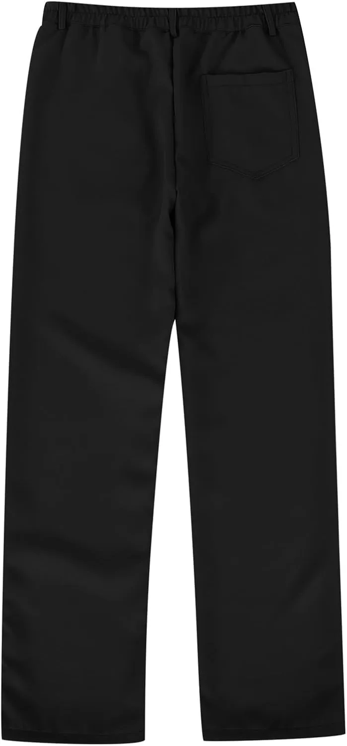 Uniform Pants for Girls,Kids High Waisted Straight Leg Dress Pants,Casual Stretchy Trousers with Pockets Size 5-14 Years