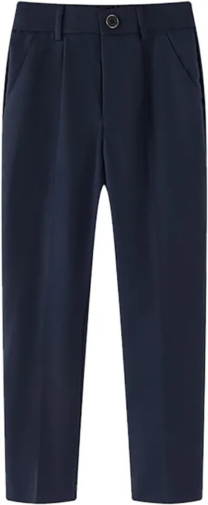 Uniform Pants for Girls,Kids High Waisted Straight Leg Dress Pants,Casual Stretchy Trousers with Pockets Size 5-14 Years