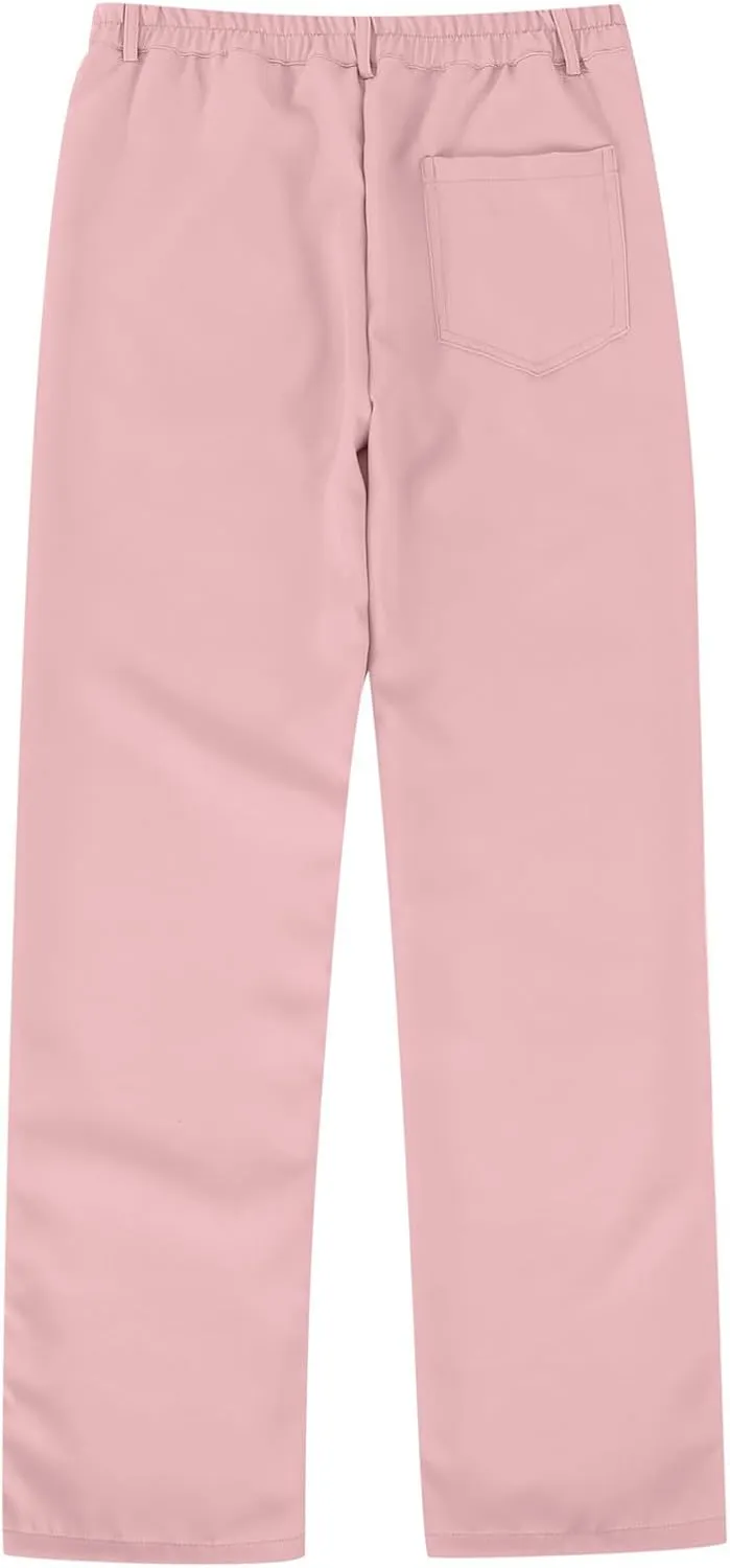 Uniform Pants for Girls,Kids High Waisted Straight Leg Dress Pants,Casual Stretchy Trousers with Pockets Size 5-14 Years