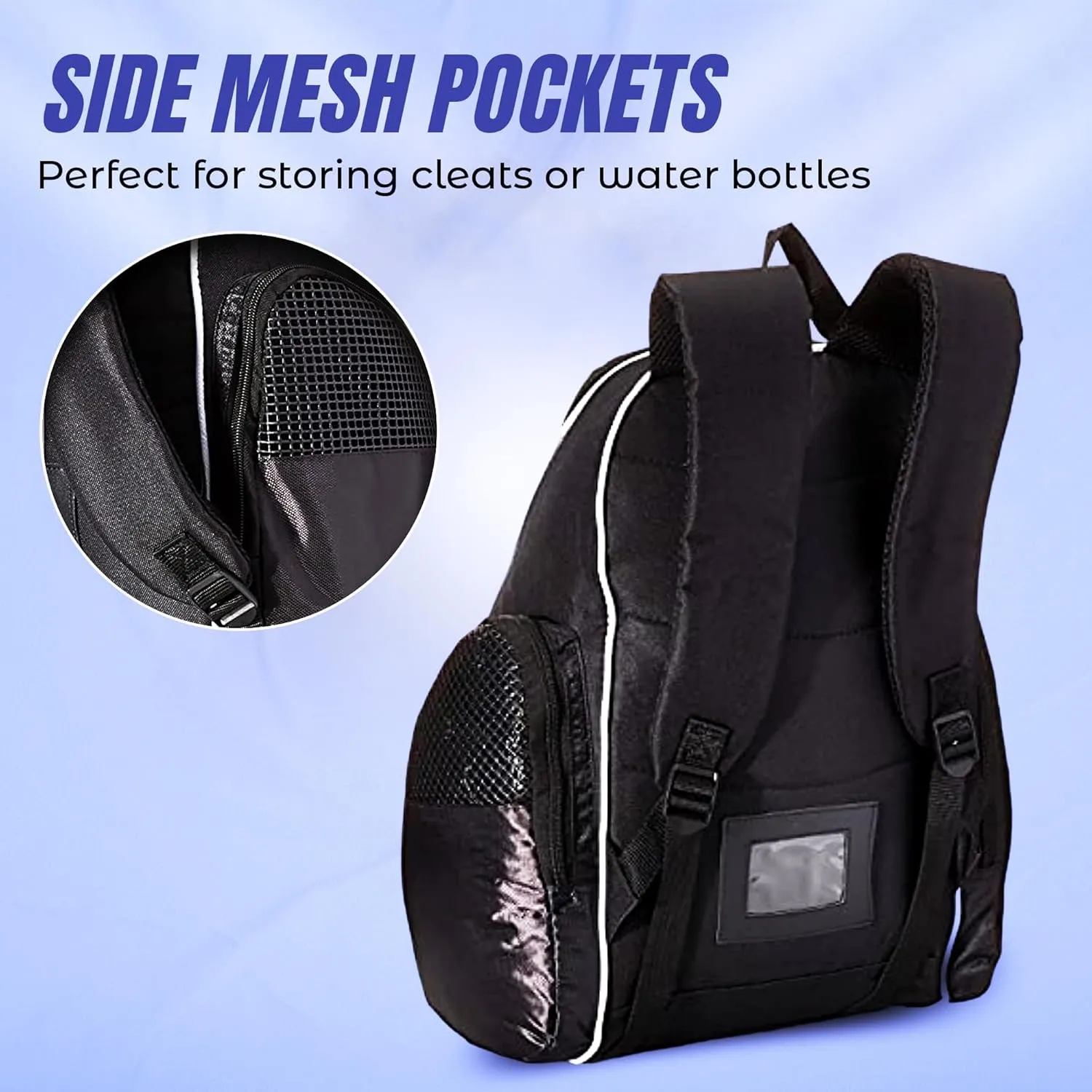 Vizari Solano Soccer Backpack With Ball Compartment and Vented Ball Pocket and Mesh Side Cargo Pockets for Adults and Teens