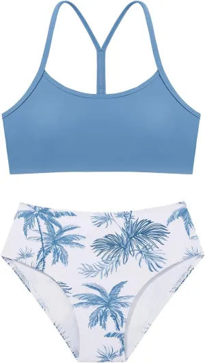 Weixinbuy Girls Swimsuits Bikini Set Kids Bathing Suit Bikini Top Bottom 2Pcs Teen Girls' Swimwear Set