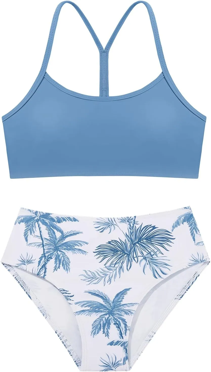 Weixinbuy Girls Swimsuits Bikini Set Kids Bathing Suit Bikini Top Bottom 2Pcs Teen Girls' Swimwear Set