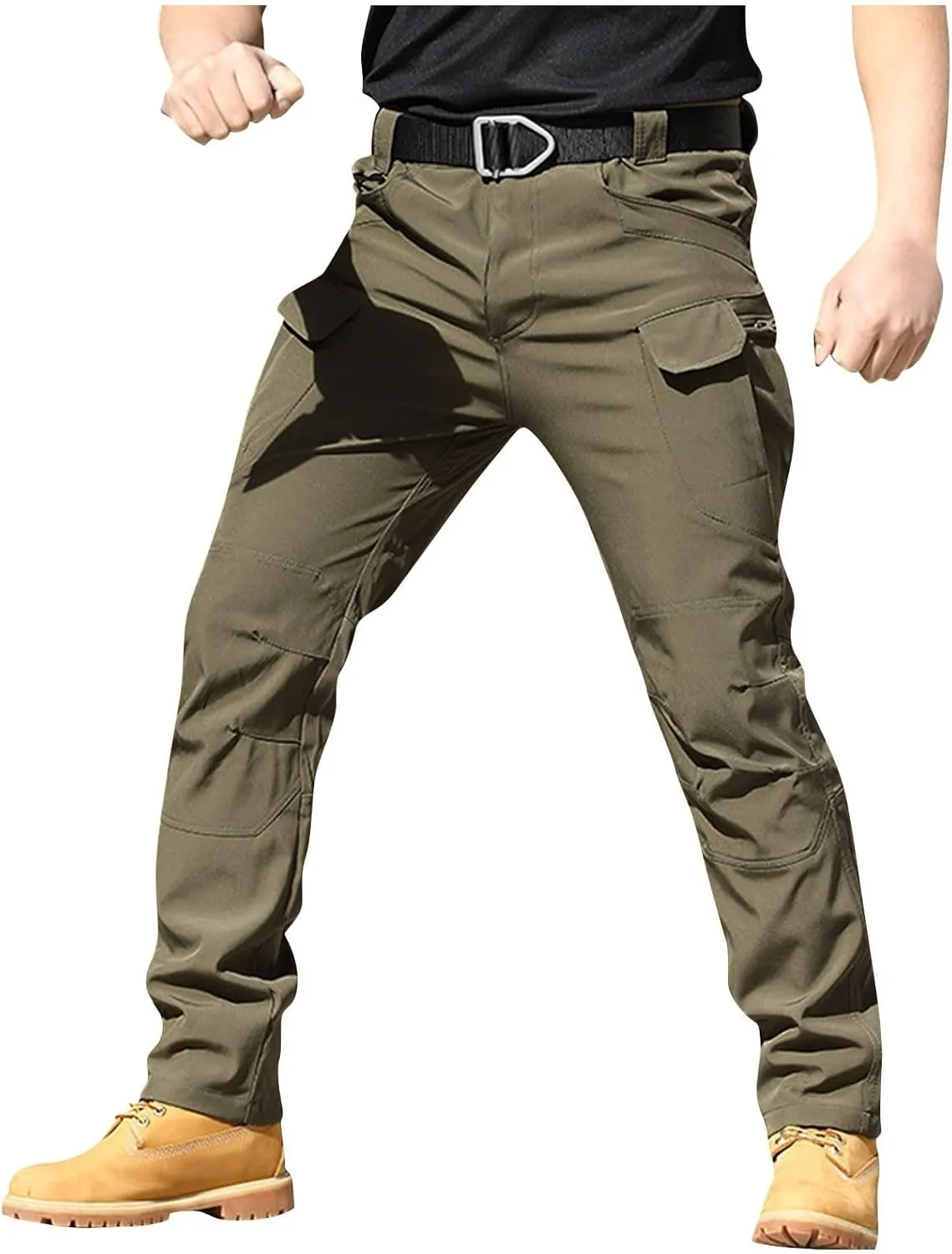 WENKOMG1 Mens Cargo Pants,Solid/Camouflage Military Pants Stretchy Multi Function Multi Pockets Tactical Pants