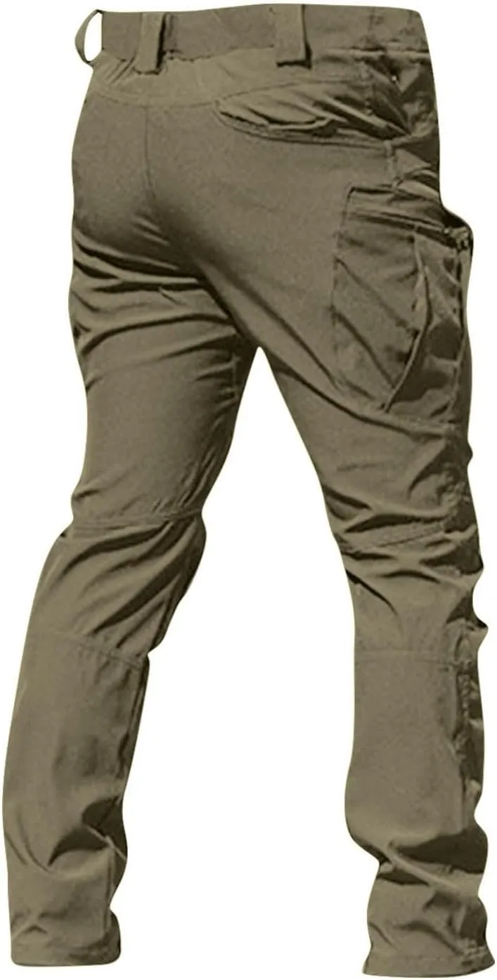 WENKOMG1 Mens Cargo Pants,Solid/Camouflage Military Pants Stretchy Multi Function Multi Pockets Tactical Pants