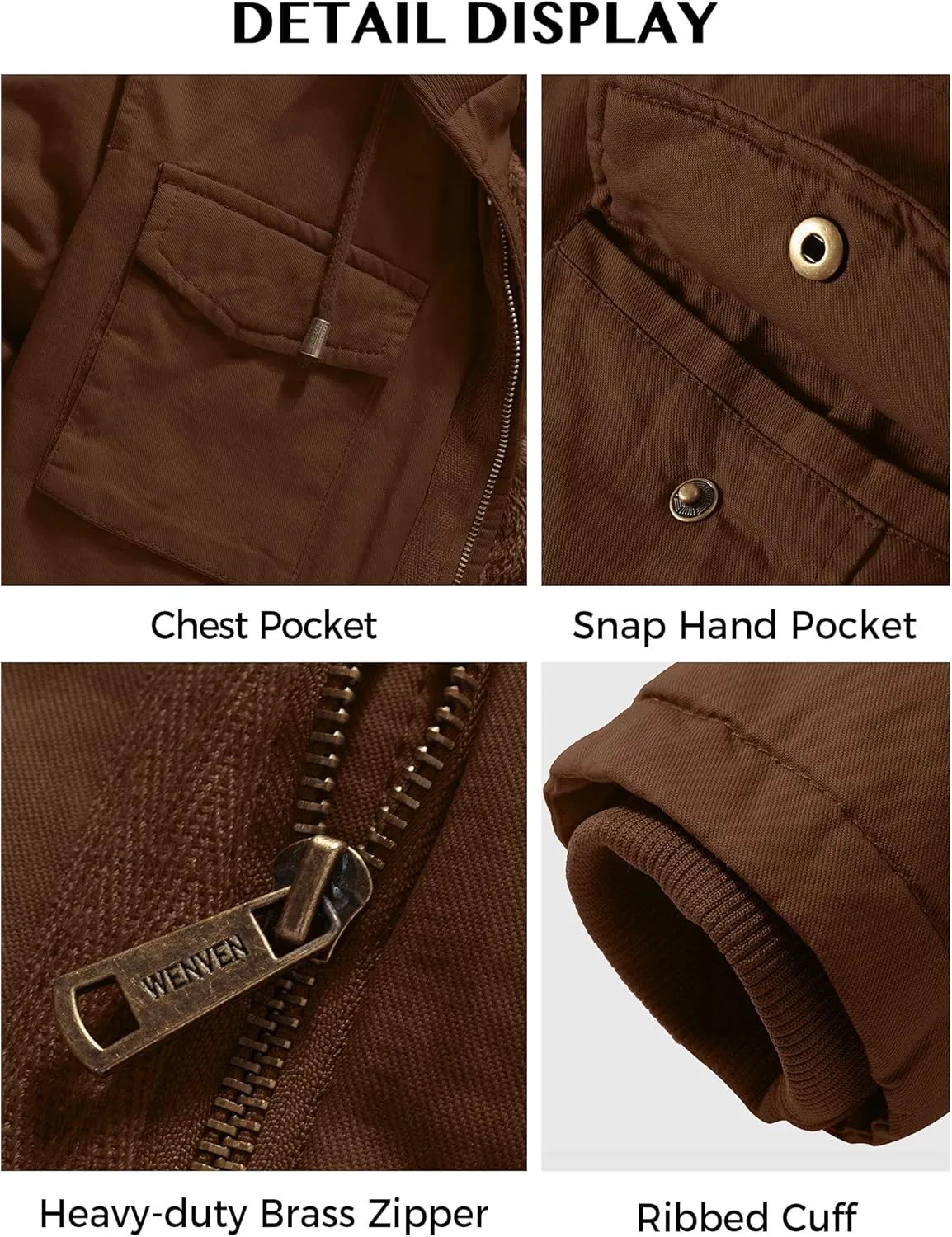 WenVen Men's Winter Military Thicken Parka Jacket Warm Coat with Removable Hood