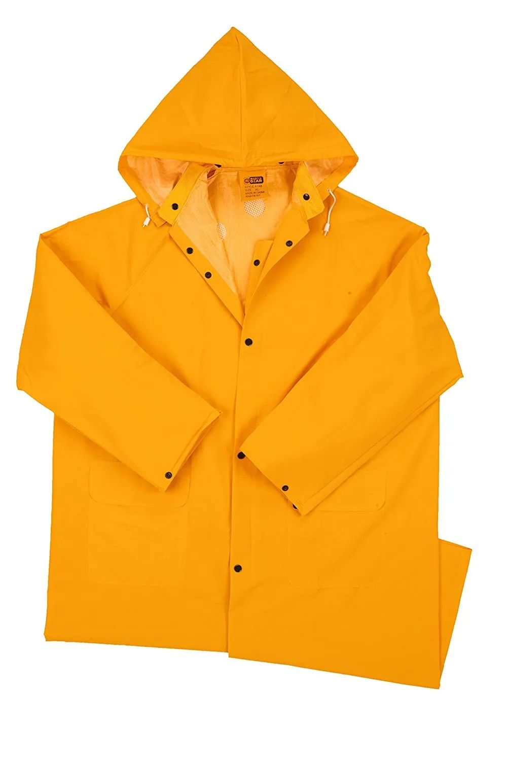 West Chester 4148 PVC Polyester Raincoat - Large, Safety Wear Raincoat with Snap Front Closure, Detachable Hood, Corduroy Collar