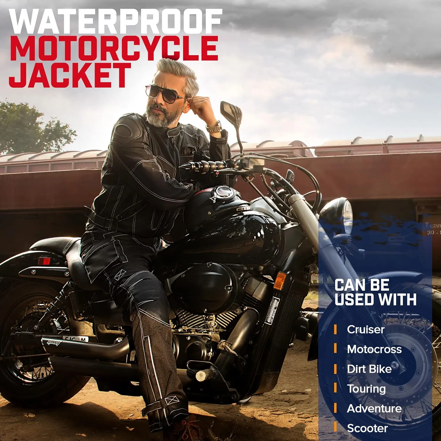 WICKED STOCK Motorcycle Jacket for Men Motorbike Powersport Riding Gear Dirt Bike Racing Adventure Biker Jackets