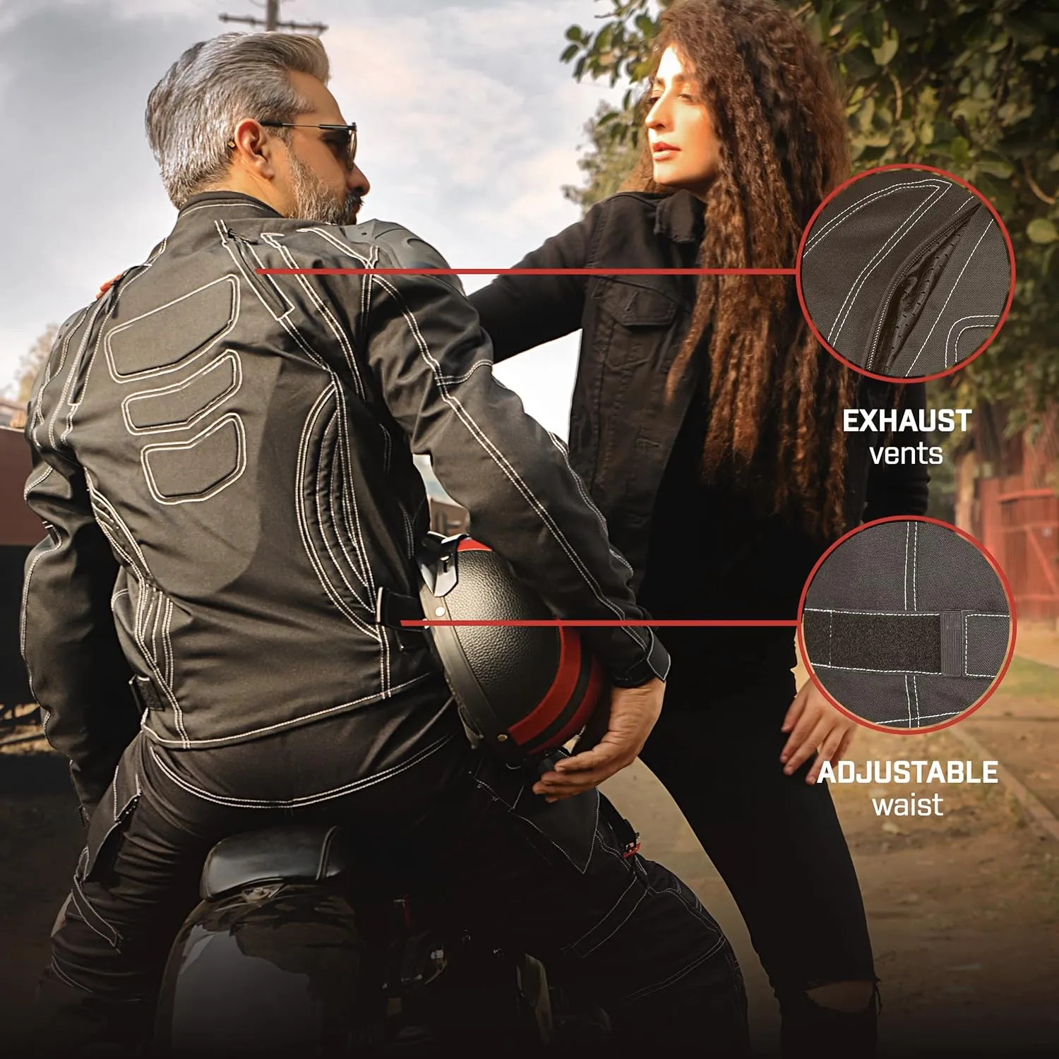 WICKED STOCK Motorcycle Jacket for Men Motorbike Powersport Riding Gear Dirt Bike Racing Adventure Biker Jackets