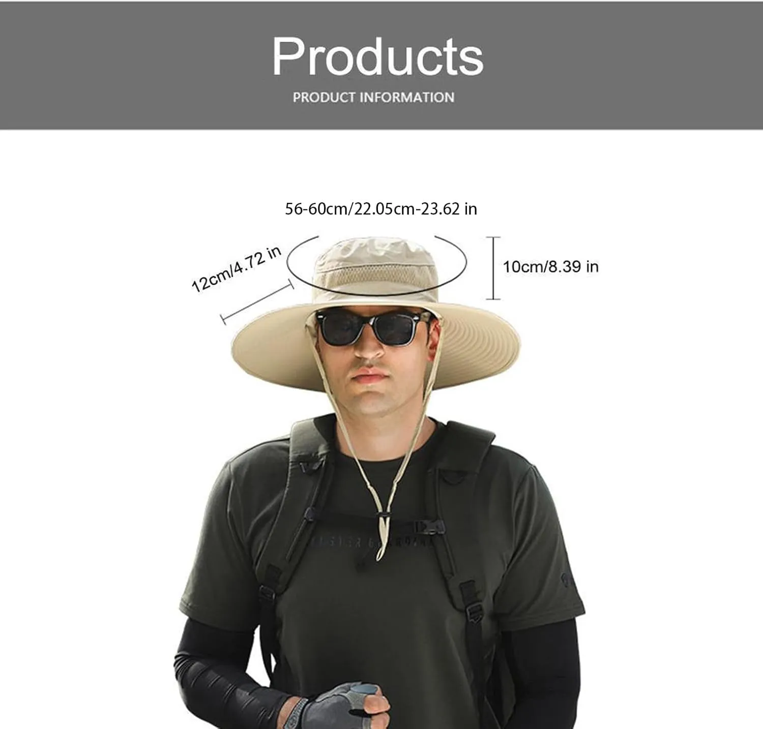 Wide Brim Solar Fan Outdoor Fishing Hat, with 2 Solar Fan Sun Bucket Hat, for Men Women UPF 50  Waterproof Breathable