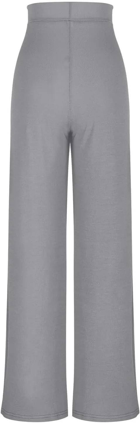 Wide Leg Yoag Pants for Women Slim Fit High Waisted Fleece Linen Leggings Tummy Control Soft Athletic Sweatpants