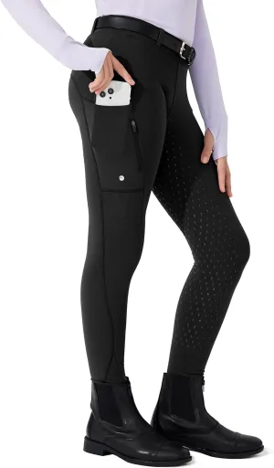 Willit Girls Fleece Horse Riding Pants Equestrian Breeches Kids Winter Riding Tights Thermal Schooling Tights
