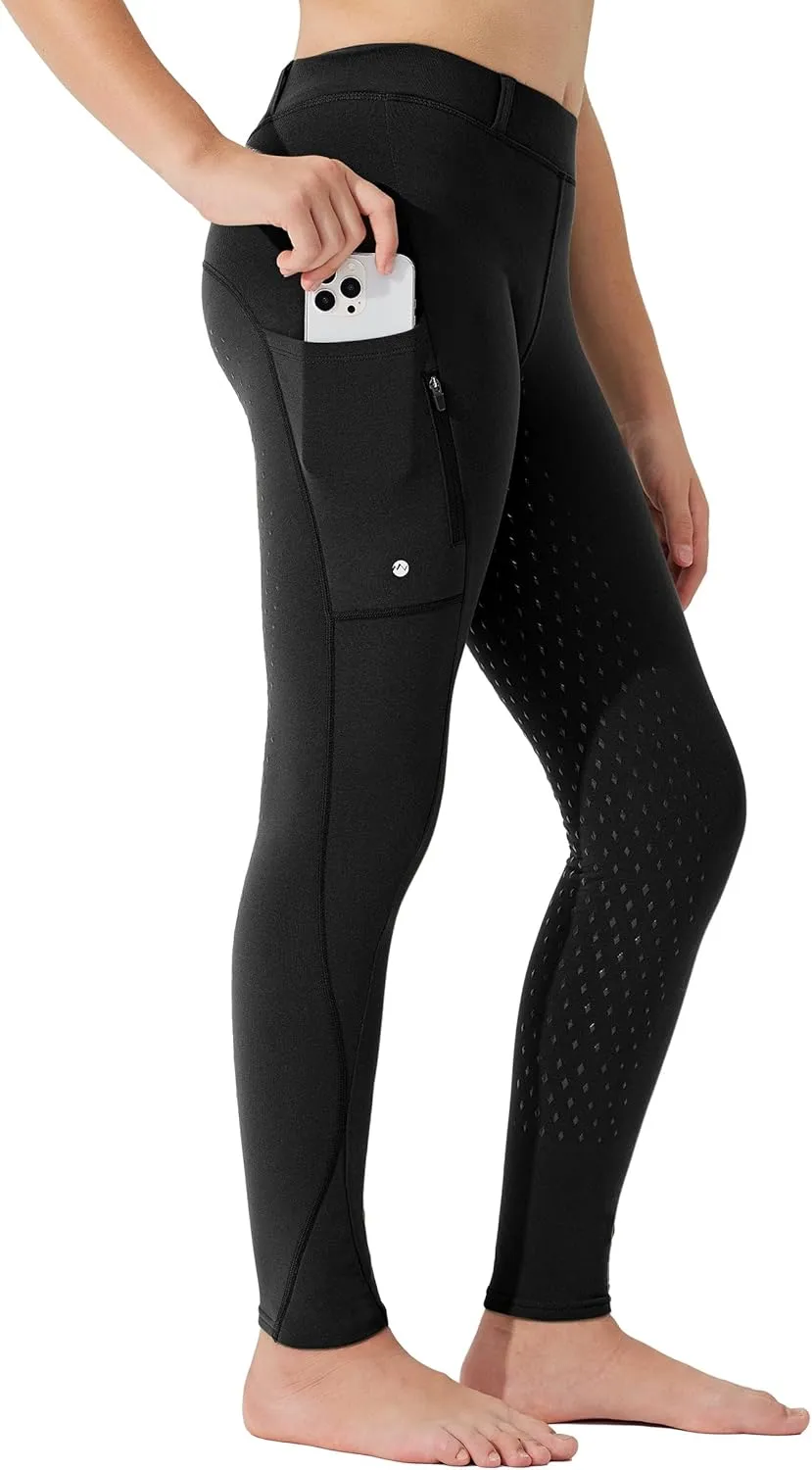 Willit Girls Fleece Horse Riding Pants Equestrian Breeches Kids Winter Riding Tights Thermal Schooling Tights