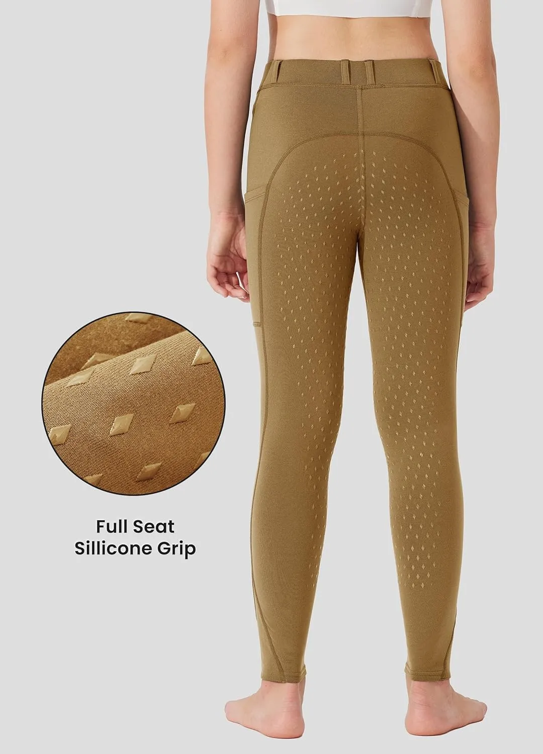 Willit Girls Fleece Horse Riding Pants Equestrian Breeches Kids Winter Riding Tights Thermal Schooling Tights