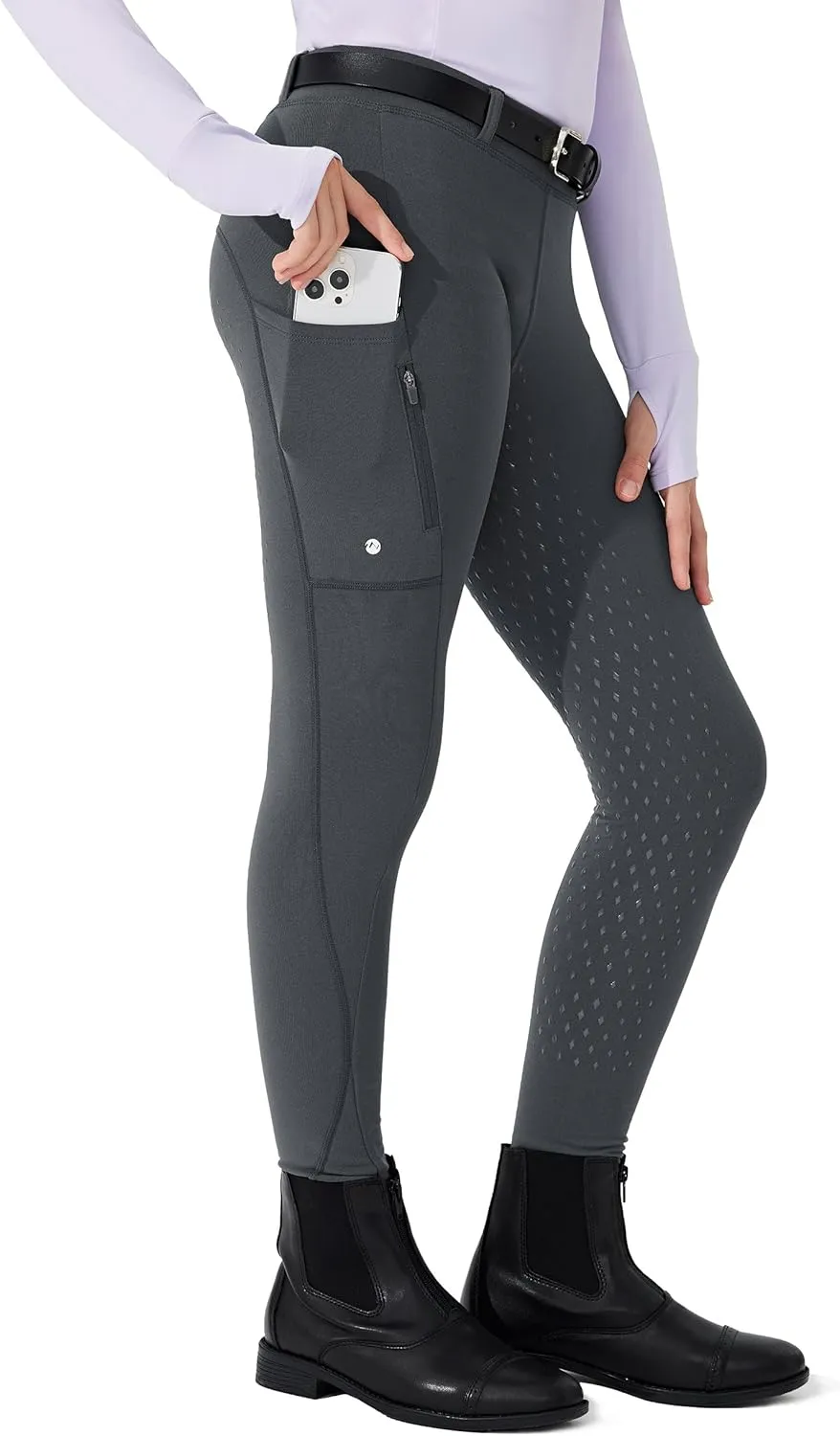 Willit Girls Fleece Horse Riding Pants Equestrian Breeches Kids Winter Riding Tights Thermal Schooling Tights