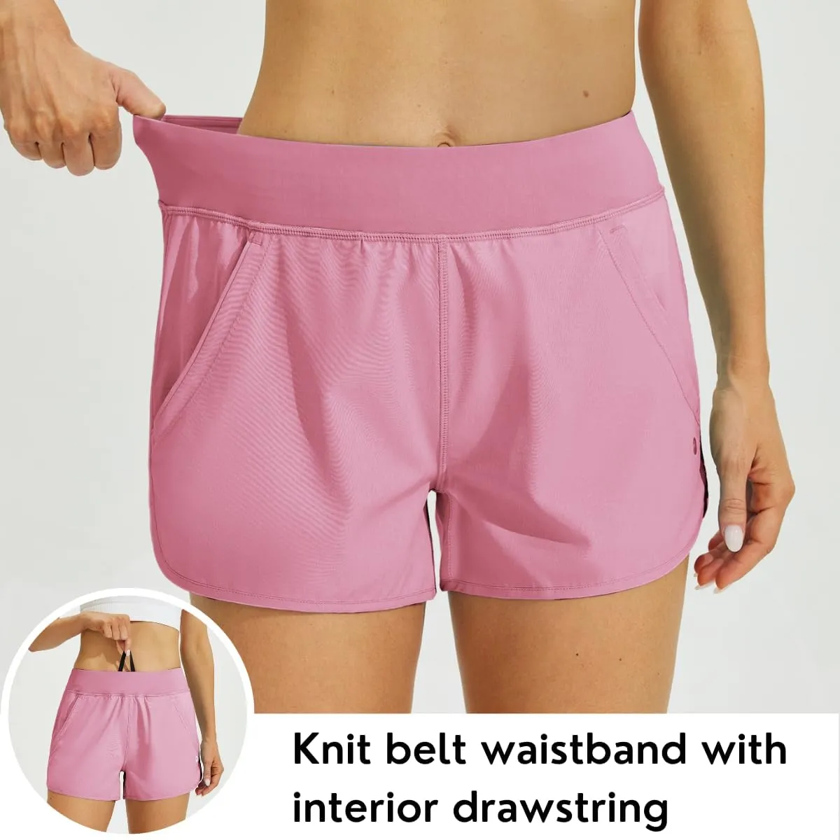 Willit Women's 3" Swim Board Shorts Swimming Bottoms with Brief Liner Quick Dry UPF 50 
