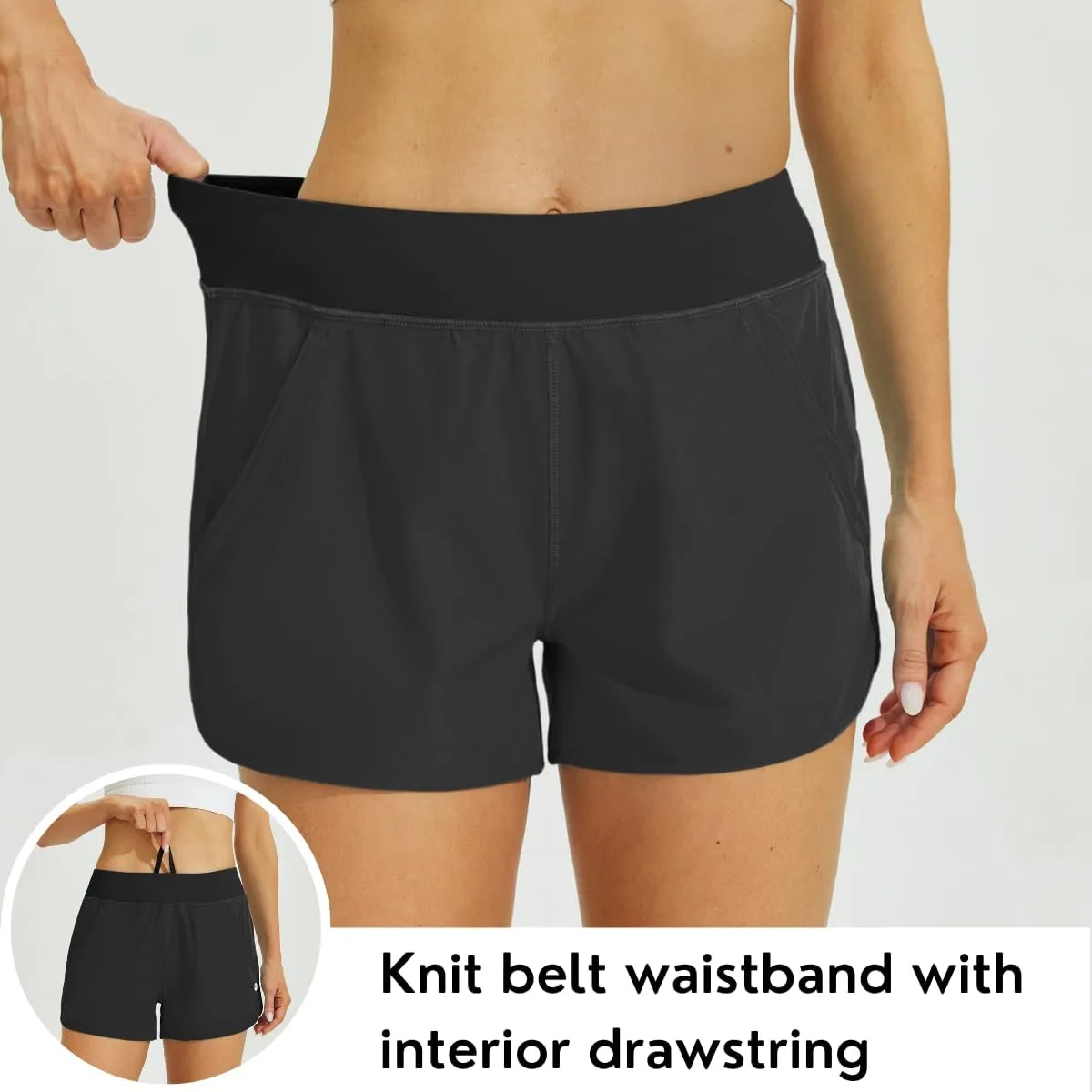 Willit Women's 3" Swim Board Shorts Swimming Bottoms with Brief Liner Quick Dry UPF 50 