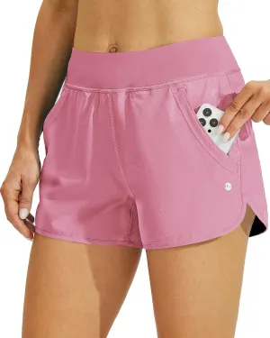 Willit Women's 3" Swim Board Shorts Swimming Bottoms with Brief Liner Quick Dry UPF 50 