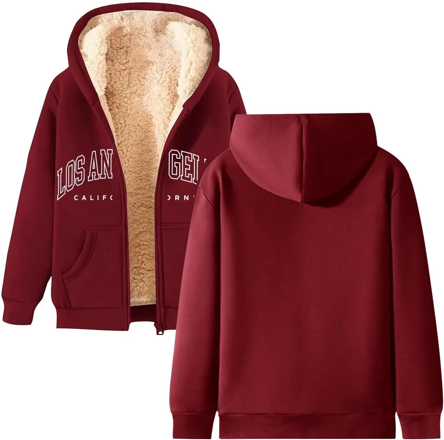 Winter Jackets for Men Fleece Lined Full Zip Hoodies Sweatshirts Trendy Loose Fit Sherpa Cardigan Coat with Pockets