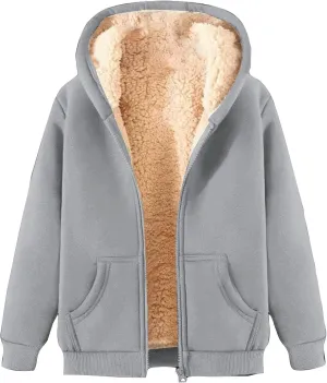 Winter Jackets for Men Fleece Lined Full Zip Hoodies Sweatshirts Trendy Loose Fit Sherpa Cardigan Coat with Pockets