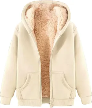 Winter Jackets for Men Fleece Lined Full Zip Hoodies Sweatshirts Trendy Loose Fit Sherpa Cardigan Coat with Pockets