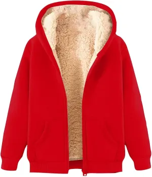 Winter Jackets for Men Fleece Lined Full Zip Hoodies Sweatshirts Trendy Loose Fit Sherpa Cardigan Coat with Pockets