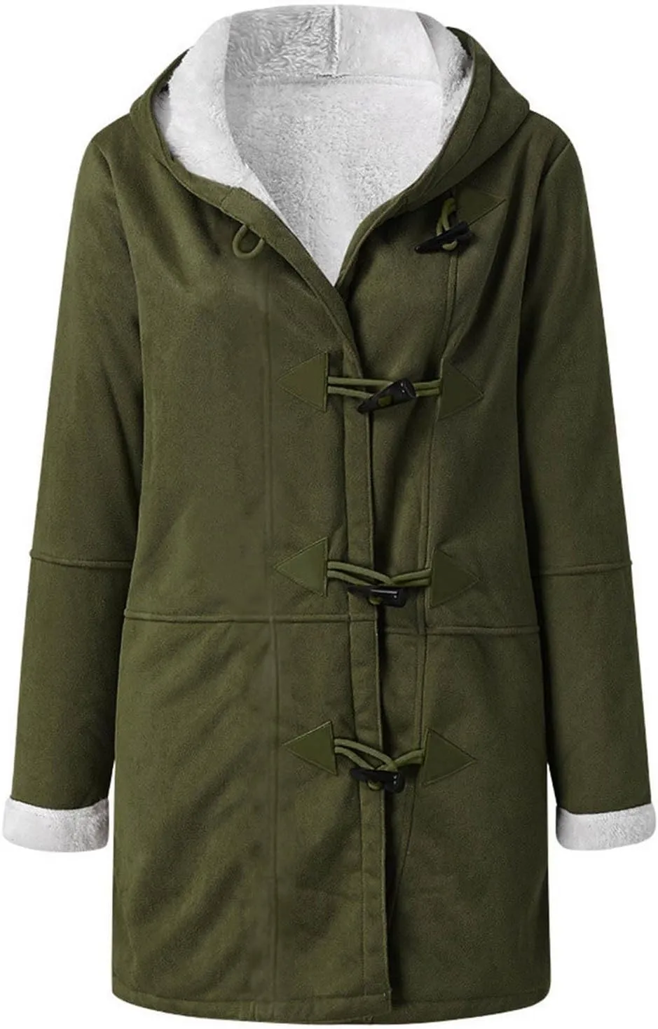 Winter Jackets for Women Sherpa Lined Suede Coat Thick Hooded Jacket Plus Size Parka Coat Warm Outerwear with Pockets