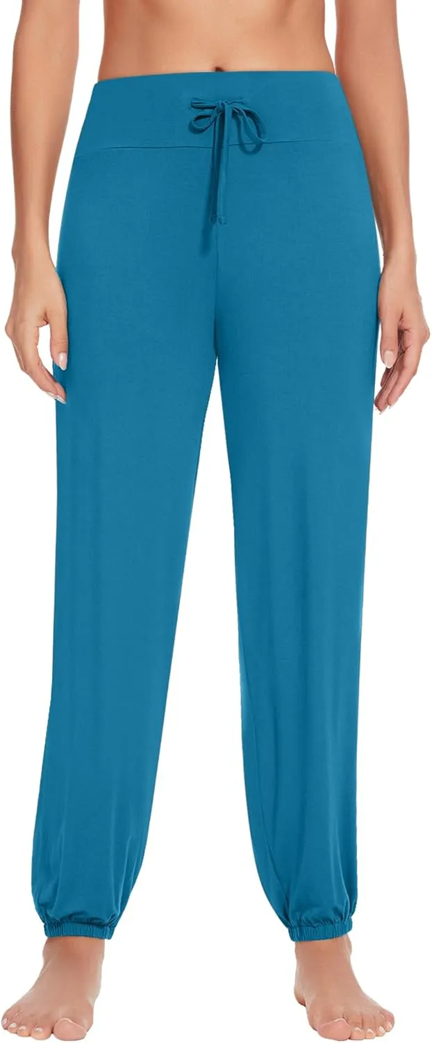 WiWi Women's Yoga Pants Stretchy Joggers Pant with Drawstring Comfy Lounge Viscose from Bamboo Bottoms S-XXL