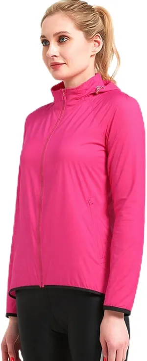 Women Breathable Cycling Rain Jackets, Full-Length Zipper High Visibility long sleeve