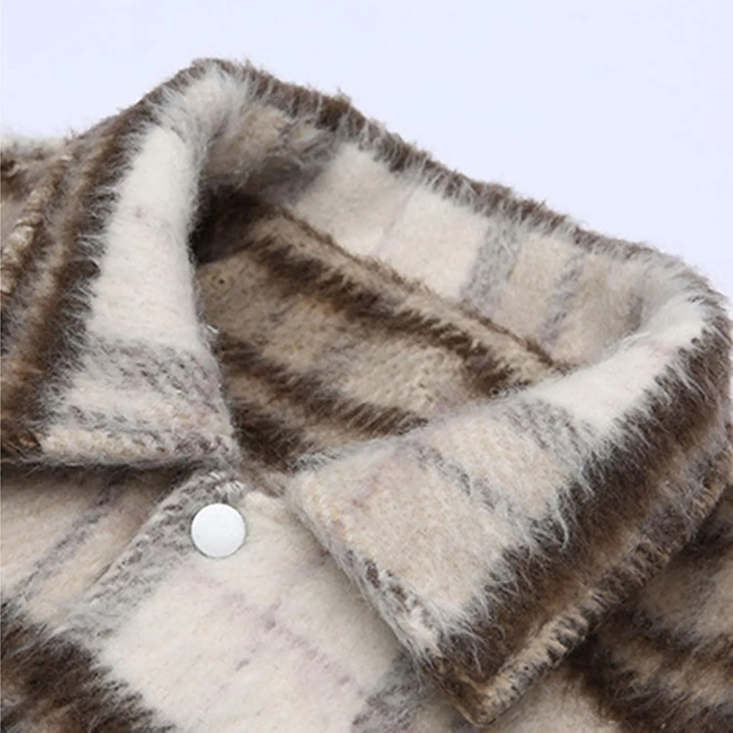 Women Fleece Shacket Jacket Casual Plaid Long Sleeve Button Down Shirts Jackets Wool Blend Coats Fall Outerwear 2024