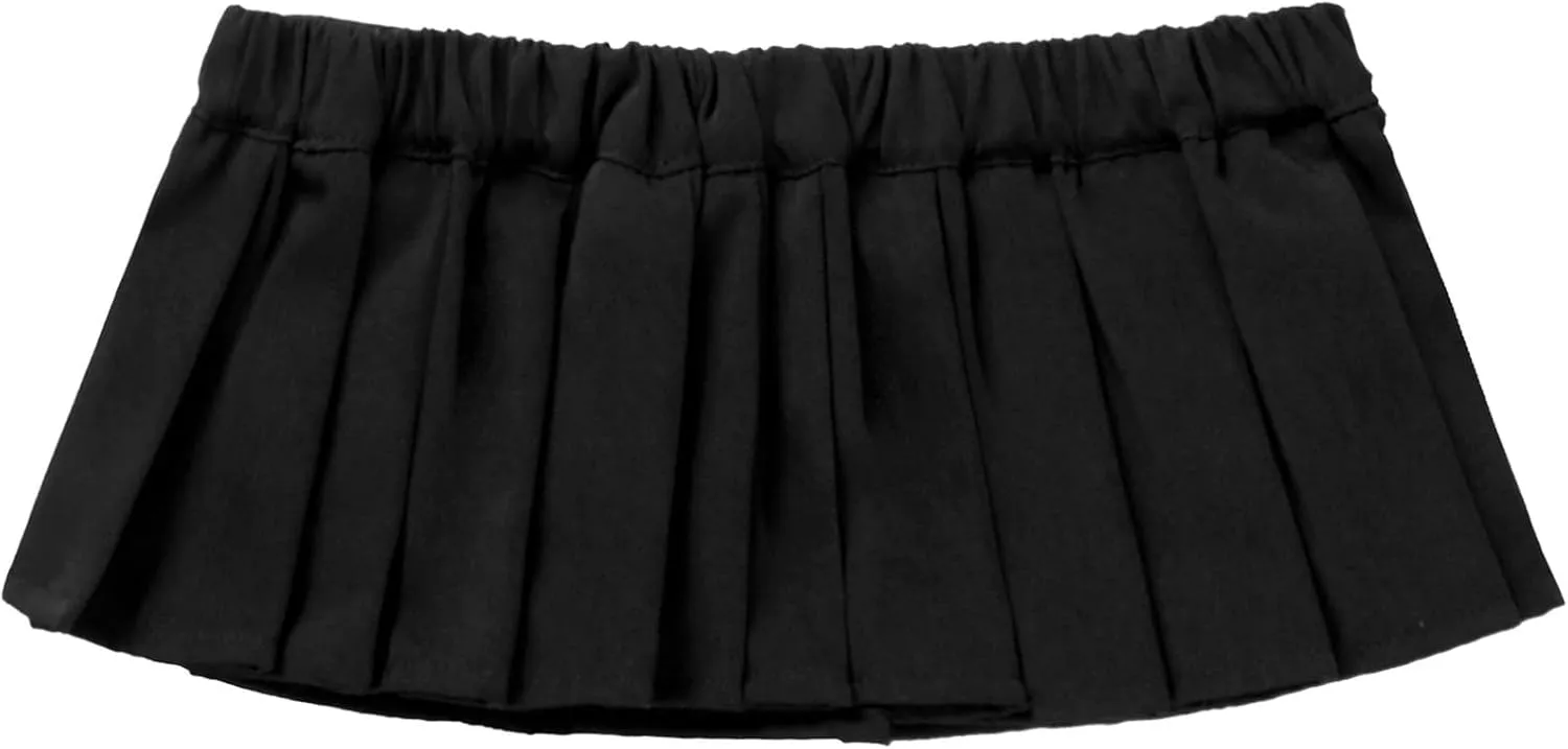 Women Micro Pleated Miniskirts Elastic Waistband Schoolgirls Cosplay Mini Skirts Fancy Clubwear
